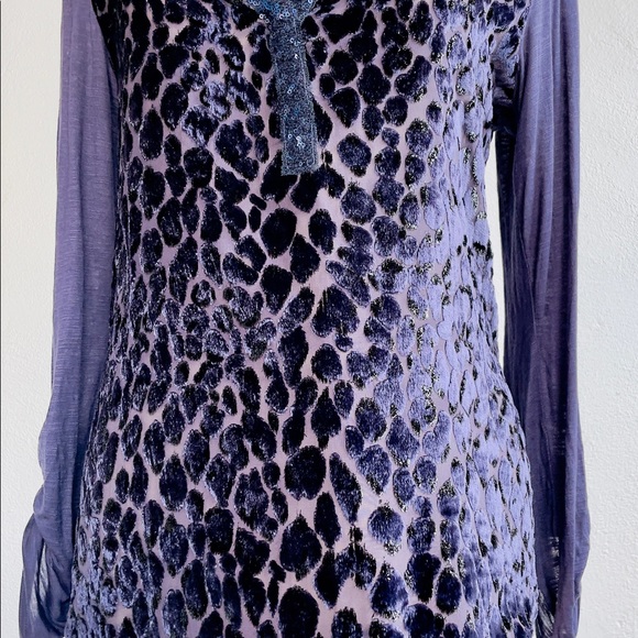 Anthropologie TINY “Vaha” Purple Burnout Velvet Leopard Pattern Blouse + Sequins - Picture 5 of 13